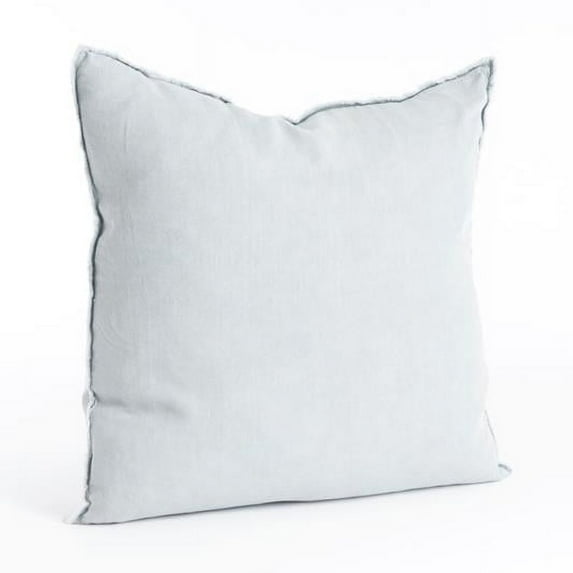 SARO 13049.BG20S 20 in. Square Fringed Design Linen Down Filled Pillow - Blue & Gray