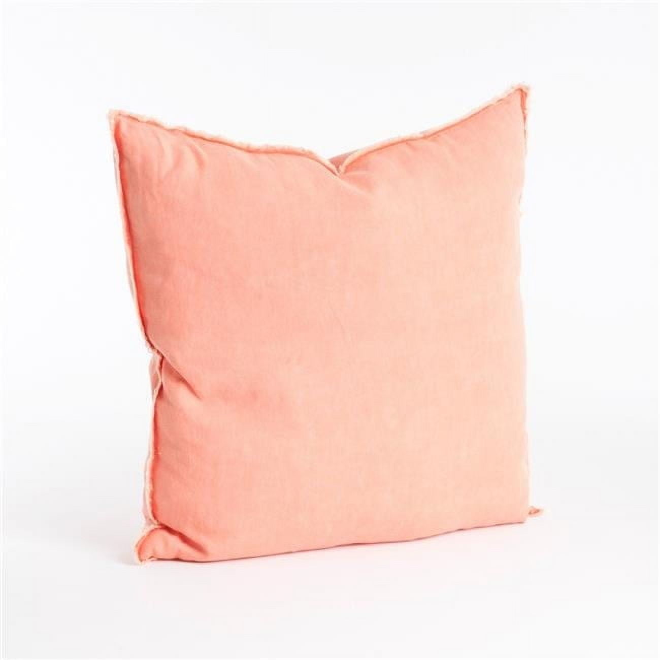 27"x24.5" Fringed Edge Linen Square Throw Pillow - Coral