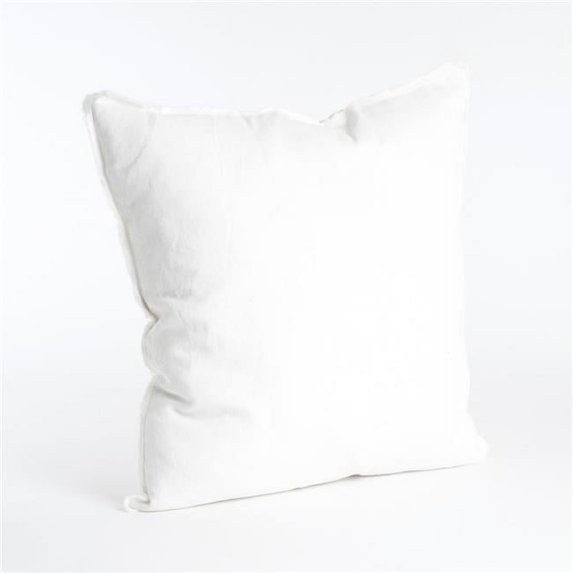 SARO 13049.I20S 20 in. Square Fringed Design Linen Down Filled Pillow - Ivory