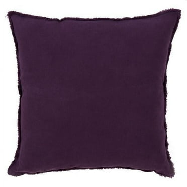 SARO 13049.PU20S 20 in. Plissement Square Fringed Design Down Filled Linen Pillow - Purple