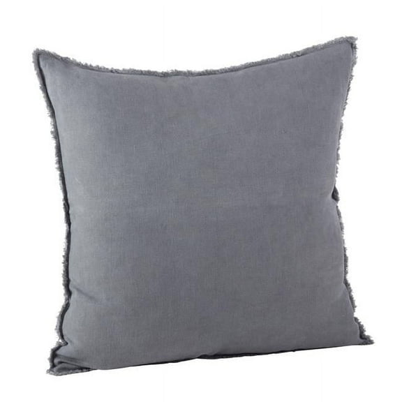 SARO 13049.ST20S 20 in. Square Fringed Design Linen Pillow with Down Filled  Slate