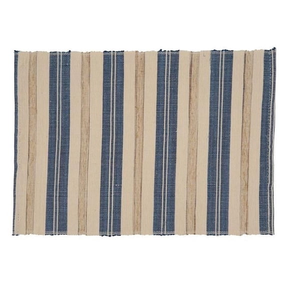 SARO  14 x 20 in. Oblong Striped Design Placemats - Set of 4