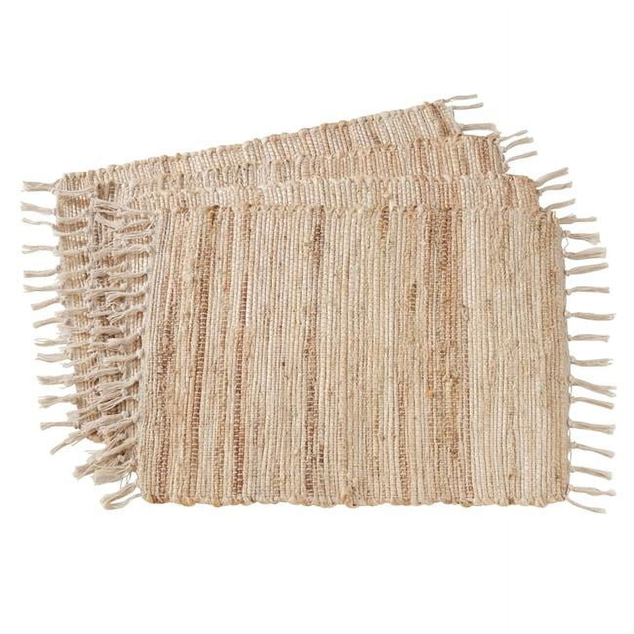 Natural Jute Chindi Braided Rectangle Placemat Set
