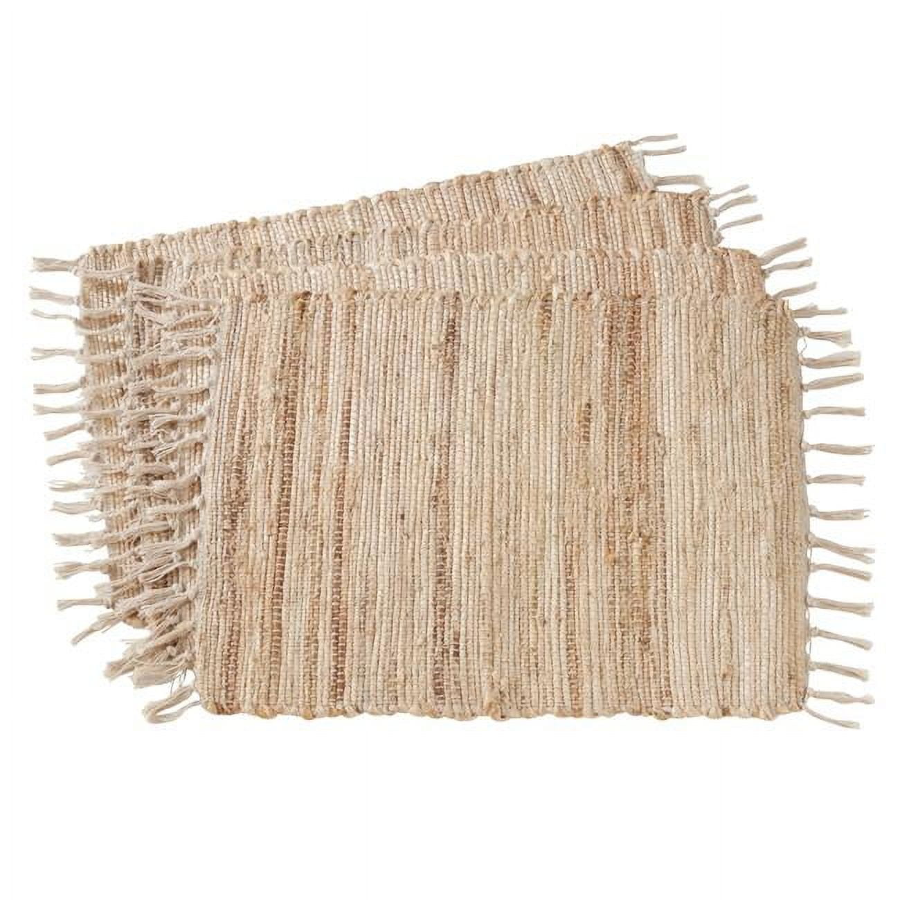 Natural Jute Chindi Braided Rectangle Placemat Set