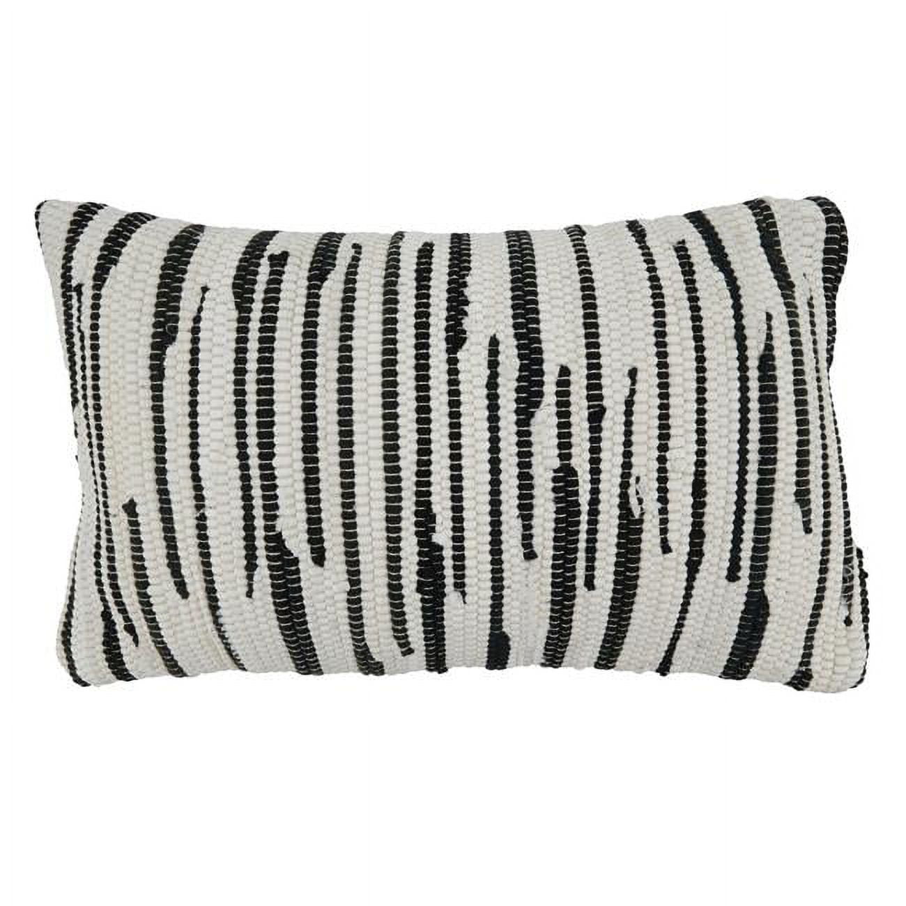 Black and White Zebra Chindi Cotton Blend Rectangular Throw Pillow