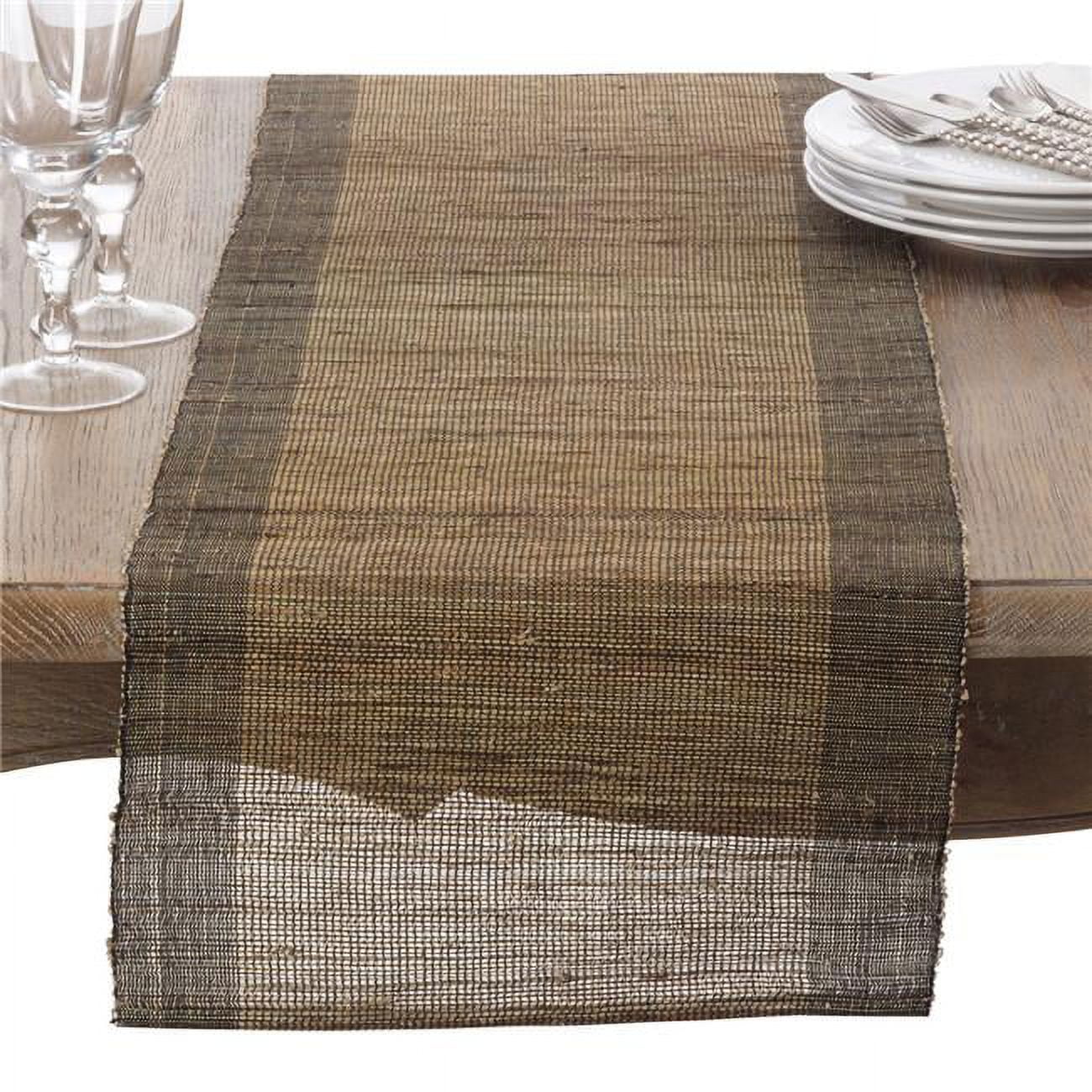Natural Brown Linen Woven Nubby Table Runner