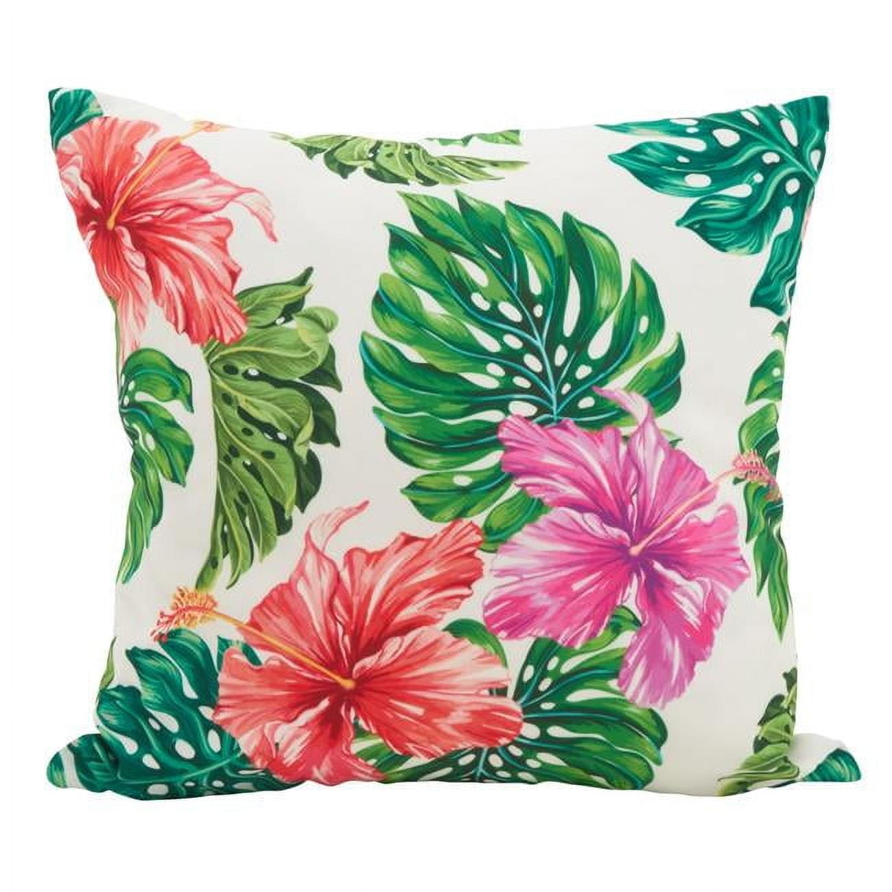 18'' Square Tropical Floral Polyester Throw Pillow