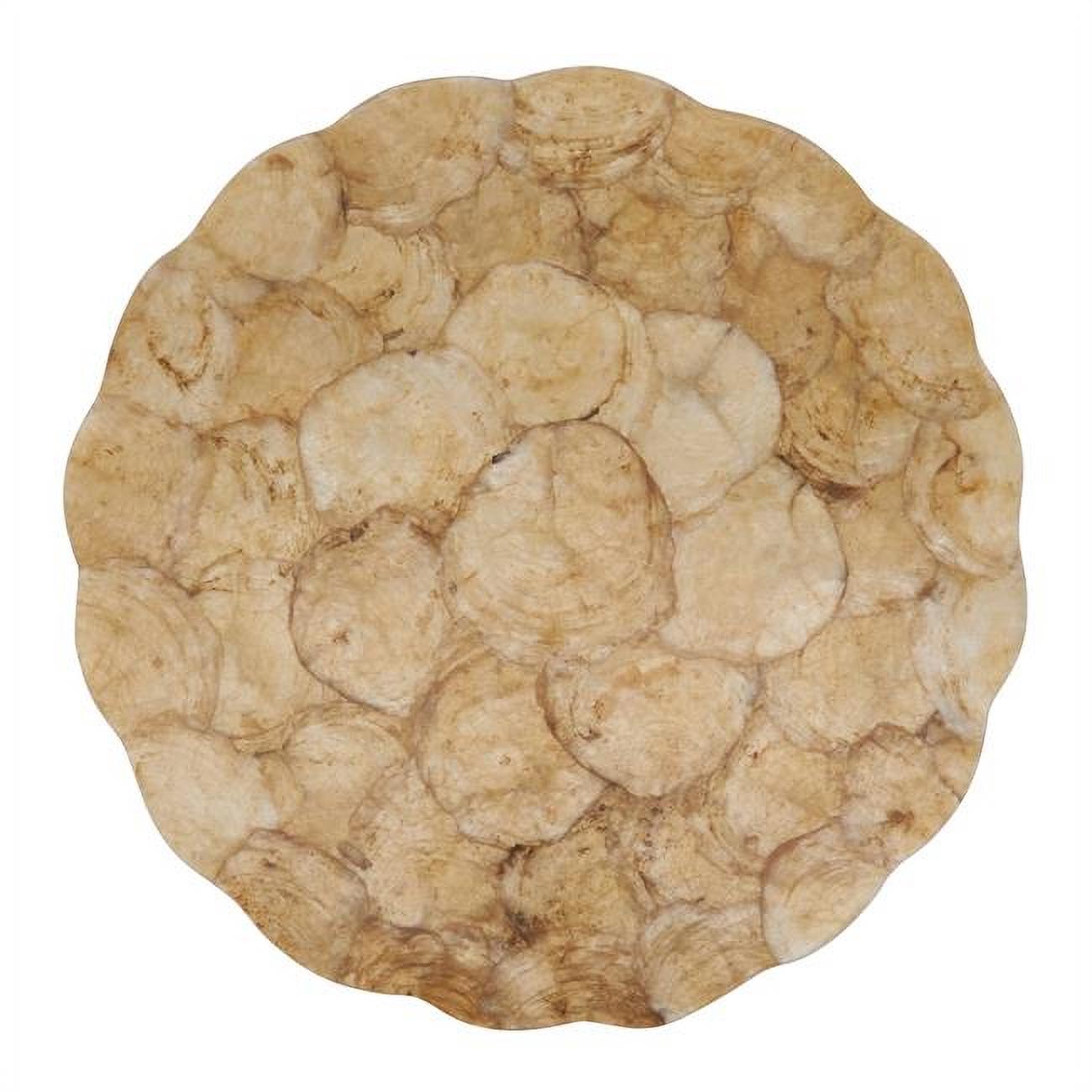 SARO 15 in. Round Capiz Placemats with Scalloped Design Set of 4