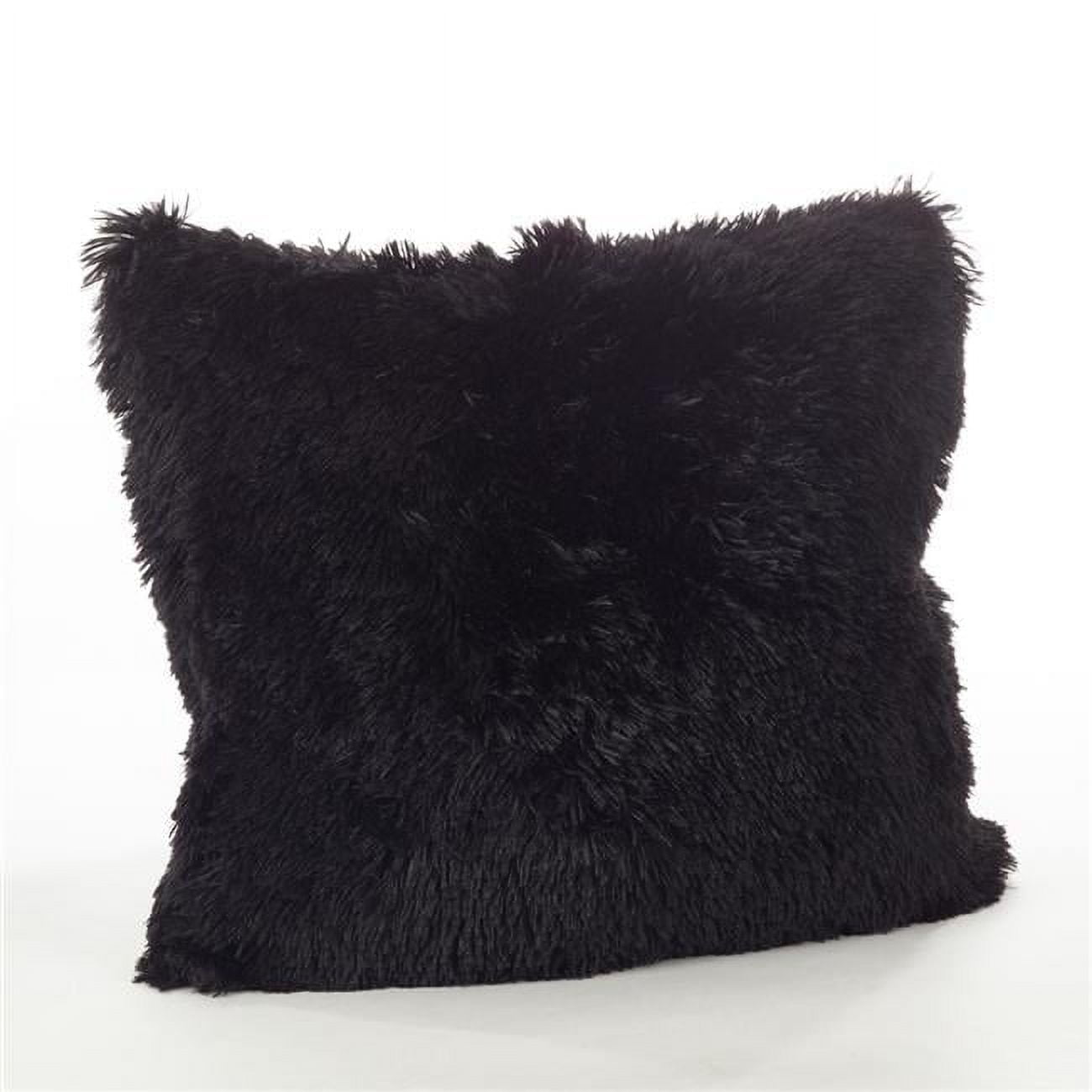 Medium Black Faux Fur Feather Fill Square Pillow Set
