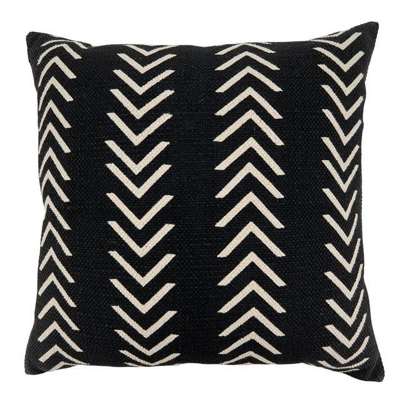 Chic Rustic Chevron Cotton 22" Throw Pillow Cover in Black