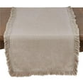 thumbnail image 1 of SARO 1688.N1672B 16 x 72 in. Refined Rustic Rectangle Stonewashed Linen Table Runner with Fringed Design - Natural, 1 of 5