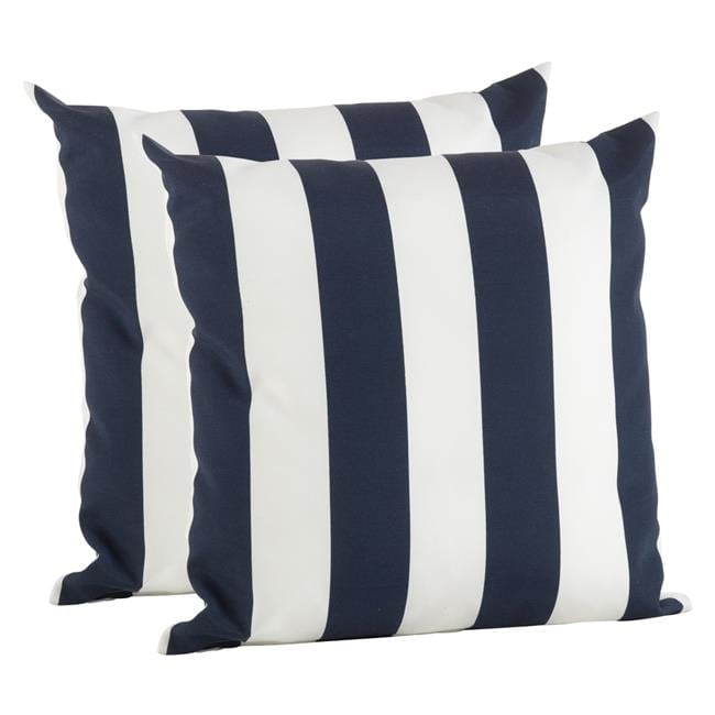 Navy Blue and White Striped Cotton Outdoor Pillow Covers
