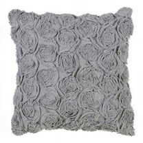 SARO  17 in. Square Rose Texture Decorative Down Filled Throw Pillow - Gray
