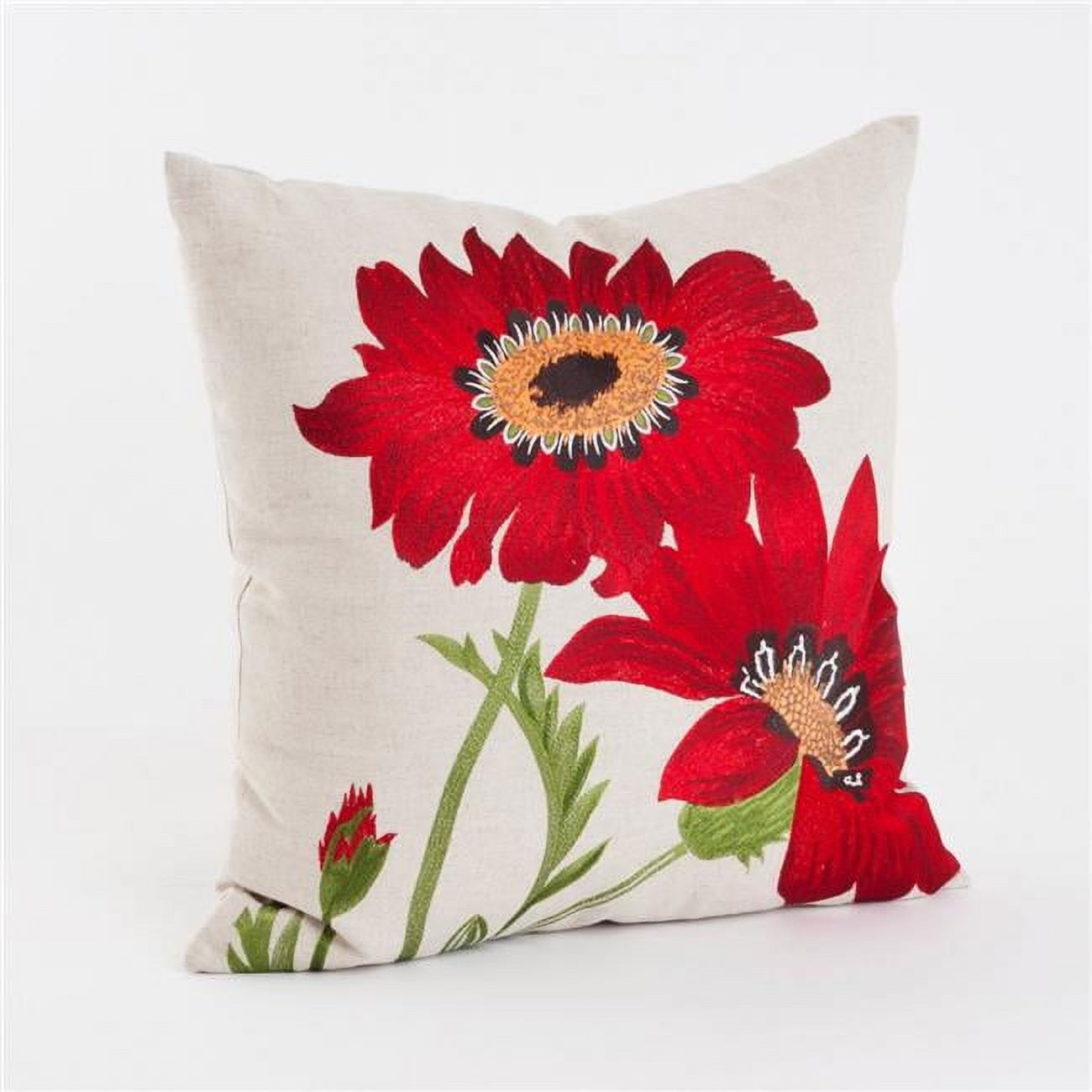 18" Square Multicolor Embroidered Floral Throw Pillow