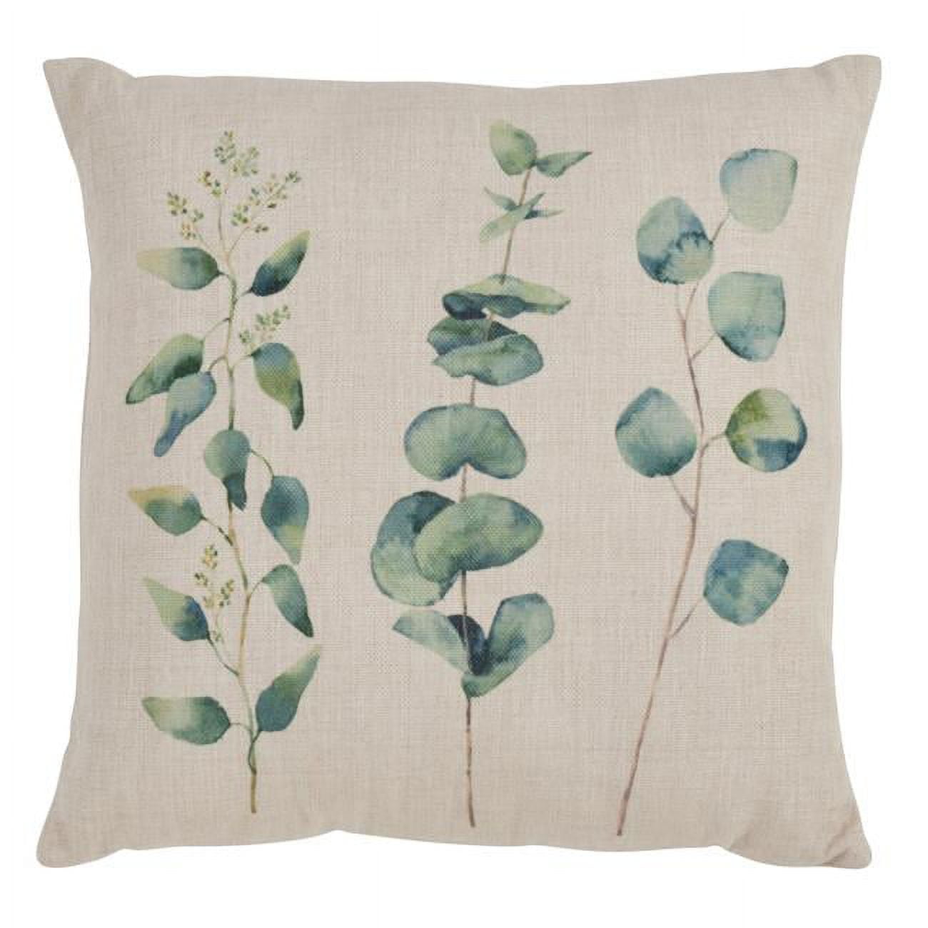 Eucalyptus Print Square Throw Pillow in Natural Tones