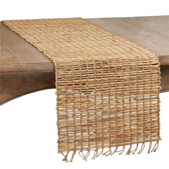 SARO 1871.N1472B 14 x 72 in. Oblong Table Runner with Water Hyacinth Construction Natural