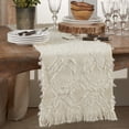 thumbnail image 1 of SARO 1877.I1672B 16 x 72 in. Oblong Waffle Weave Table Runner with Ivory Fringe Design, 1 of 5