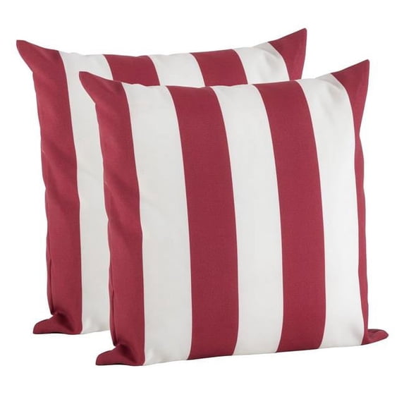 SARO 1903.R17S 17 in. Square Striped Poly Filled Pillow Cover - Red