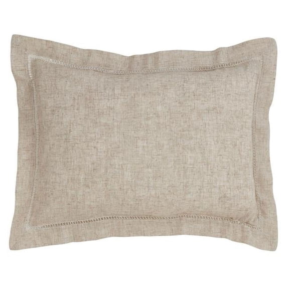 SARO  20 in. Rectangular Down Filled Poly Blend Hemstitched Throw Pillow - Natural