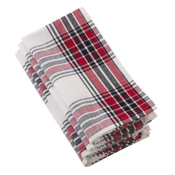 SARO 20 in. Square Borland Classic Plaid Design Cotton Napkin Multi Color - Set of 4