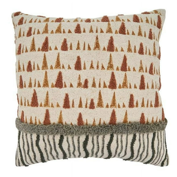 SARO 20 in. Square Down Filled Printed & Embroidered Abstract Throw Pillow