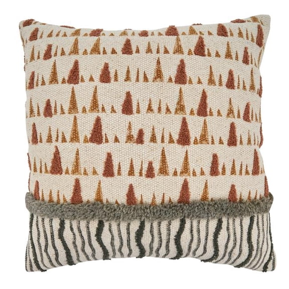 SARO  20 in. Square Poly Filled Printed & Embroidered Abstract Throw Pillow