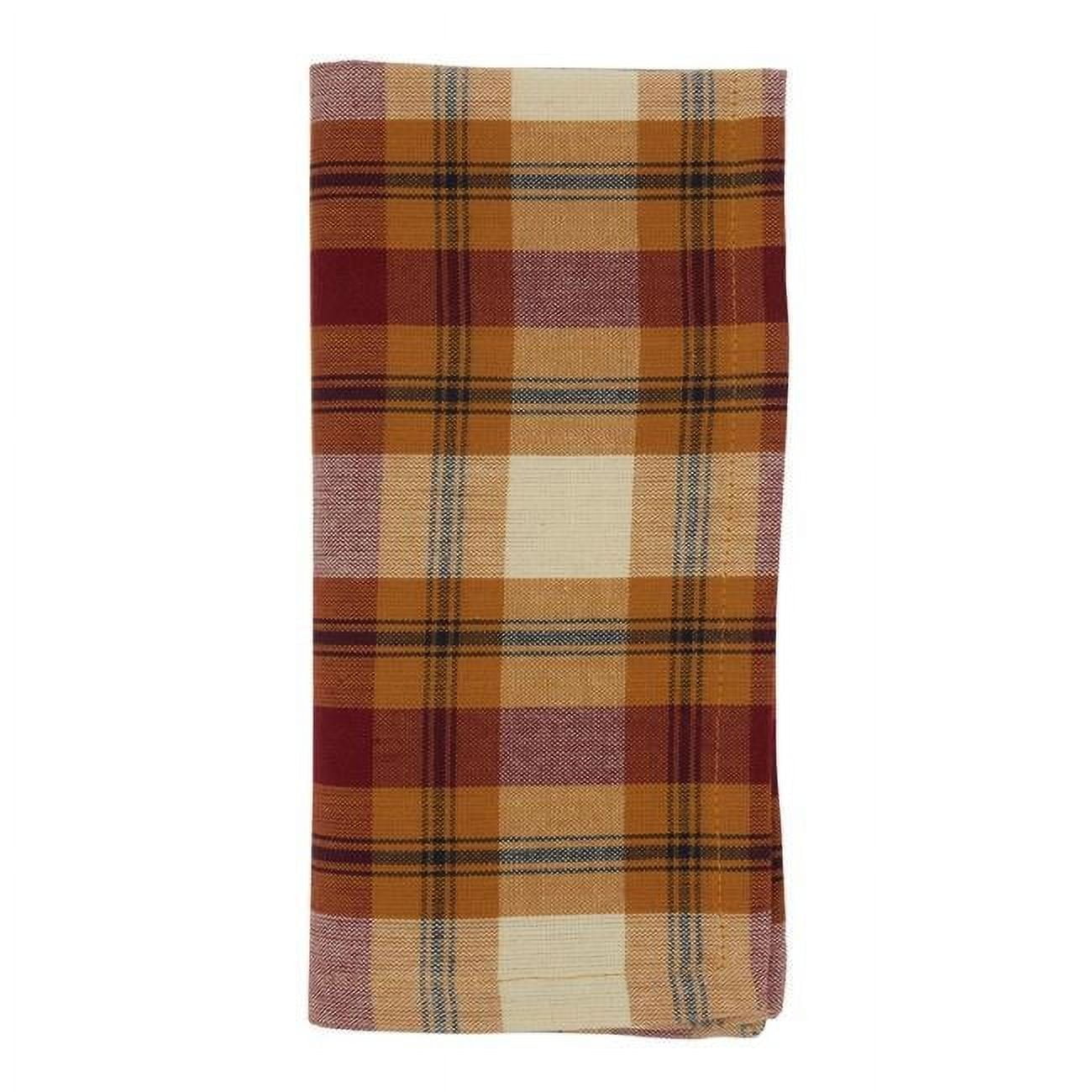 Rust Plaid Cotton Fall Table Napkins, Set of 4