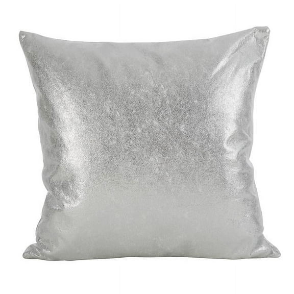 SARO  20 in. Square Shimmering Metallic Design Down Filled Throw Pillow  Silver
