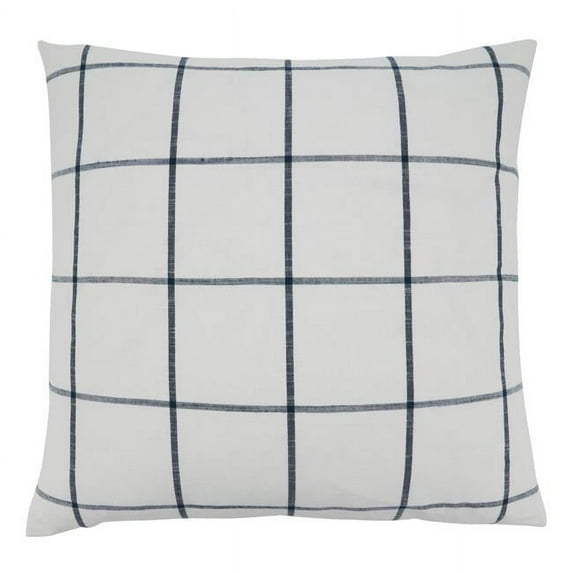 SARO 20 in. Square White Large Plaid Pillow Cover