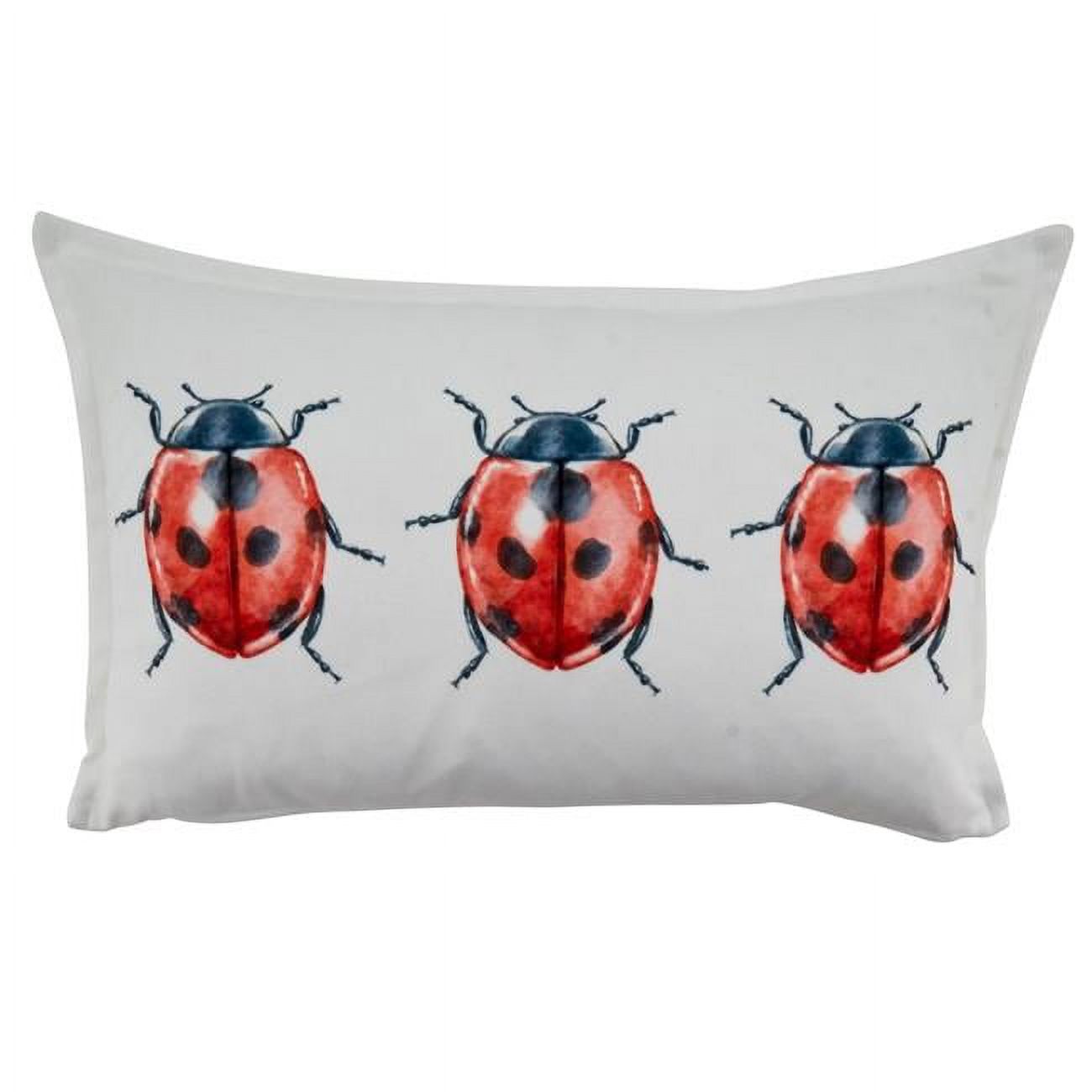 SARO 2105.W1220BD 12 x 20 in. Oblong Down Filled Throw Pillow with Lady Bugs Design  White - image 1 of 1