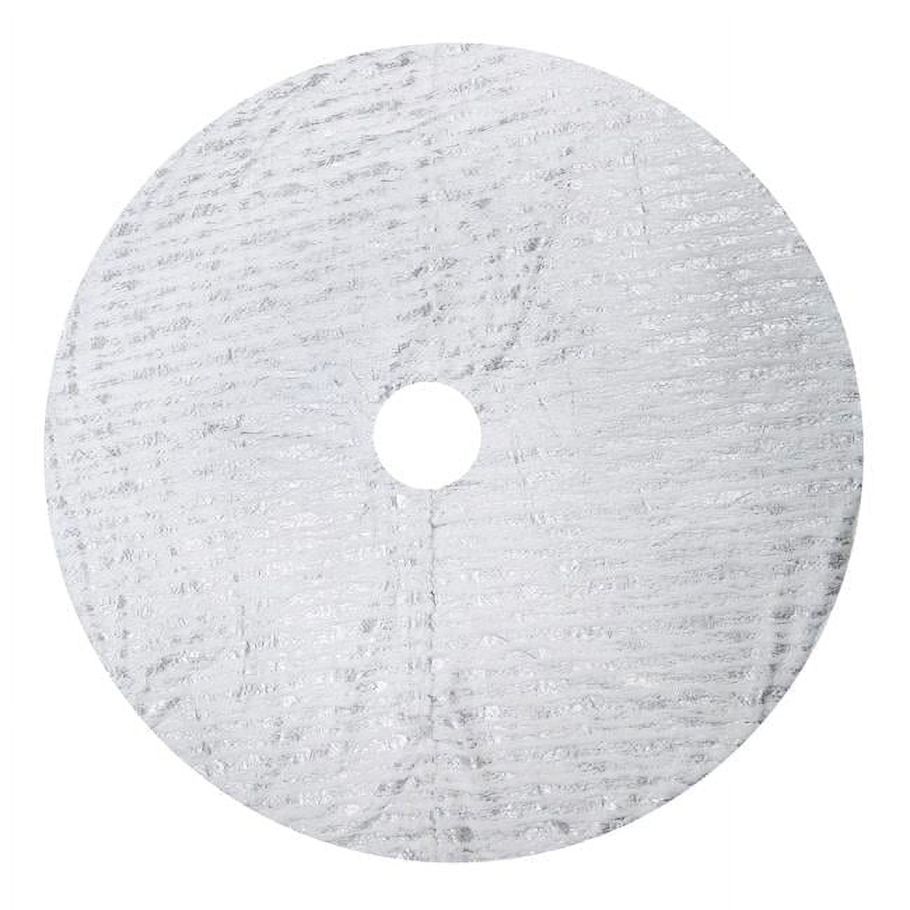 Silver Foil Print Faux Fur Christmas Tree Skirt