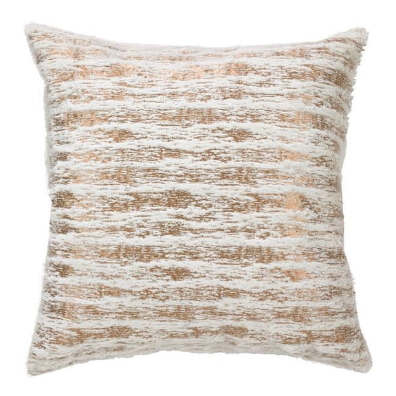 SARO 2323P.GL18S 18 in. Faux Fur with Brushed Metallic Foil Print Down Filled Throw Pillow - Gold