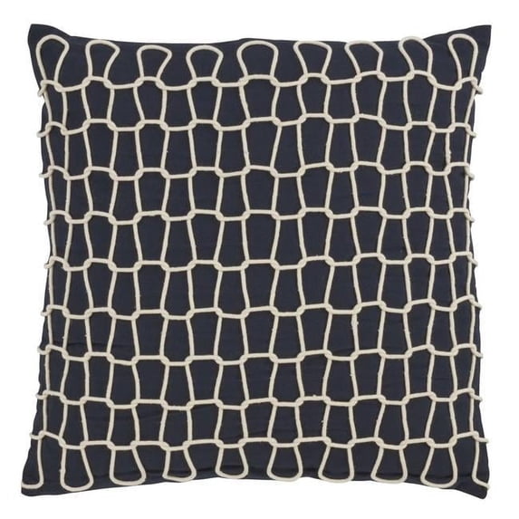 SARO 2434.NB20S Nautical Rope Down Filled Throw Pillow Navy Blue