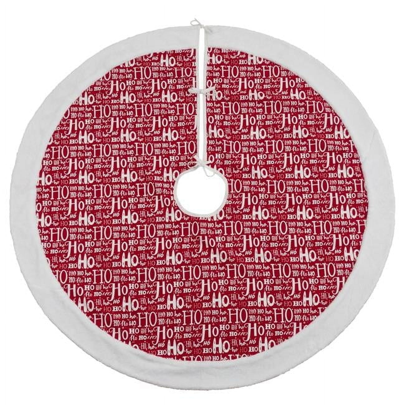 Festive Red and White Cotton Christmas Tree Skirt, 56" Round