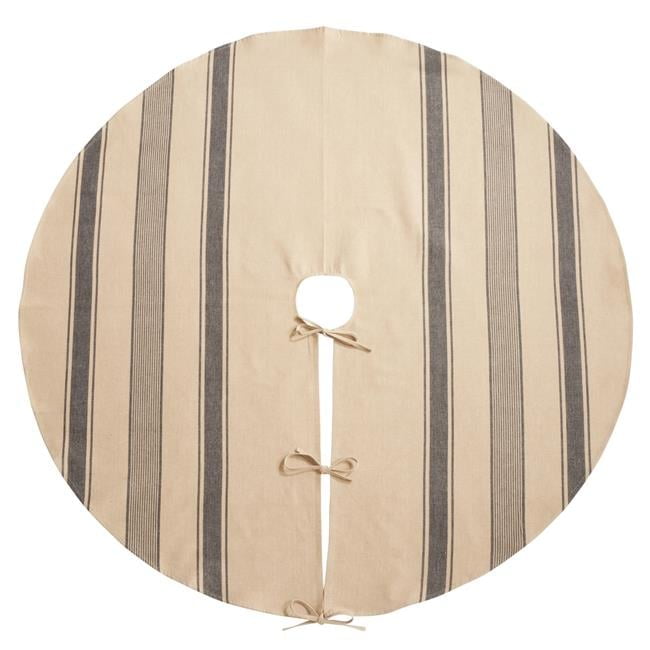 72-Inch Round Navy Blue and Beige Cotton Tree Skirt
