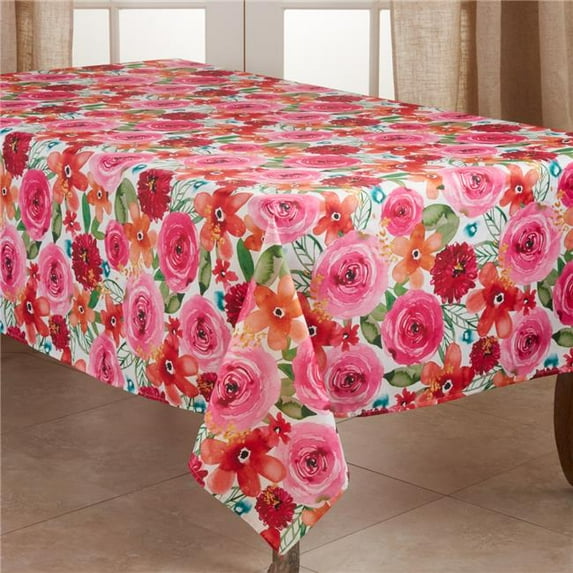 SARO 3233.M65104B 65 x 104 in. Oblong Casual Tablecloth with Floral Design