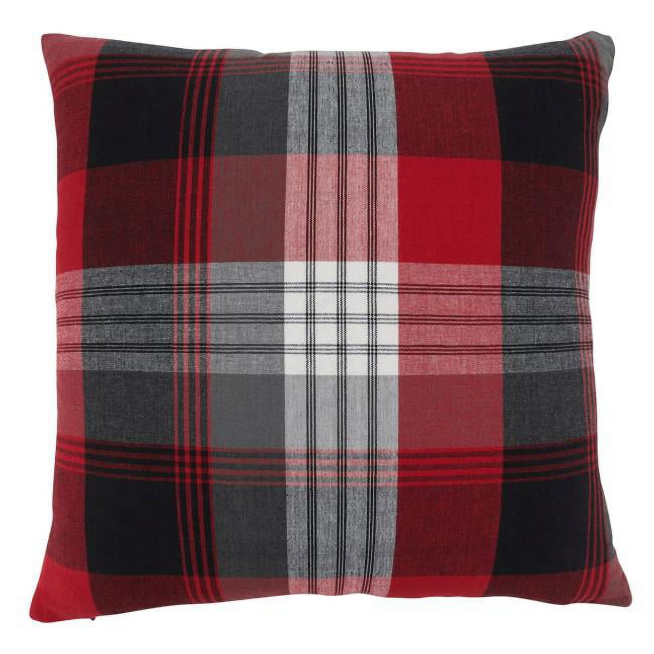 Red and Black Plaid Cotton Pillow Cover, 20"