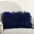 thumbnail image 1 of SARO 3564.CZ1220B 12 x 20 in. Wool Mongolian Lamb Fur Throw Pillow  Cobalt Blue, 1 of 7