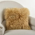 thumbnail image 1 of SARO 3564.GL16S 16 in. Square Wool Mongolian Lamb Fur Throw Pillow  Gold, 1 of 1
