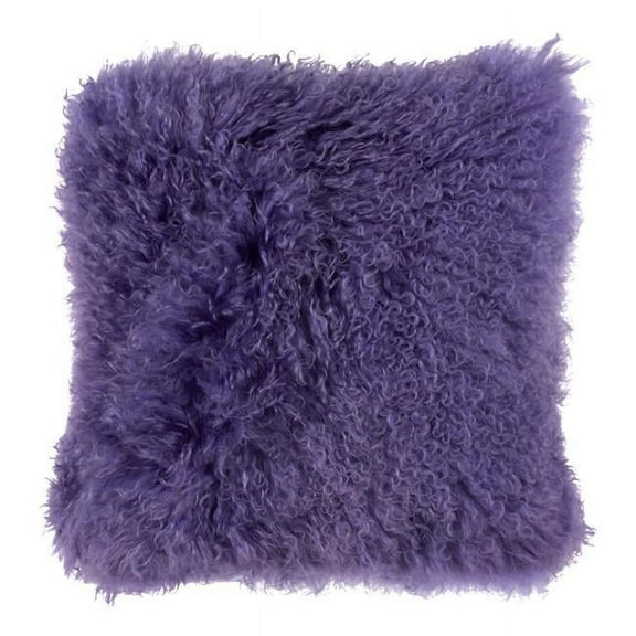 SARO 3564.UV16S 16 in. Wool Mongolian Lamb Fur Throw Pillow - Violet