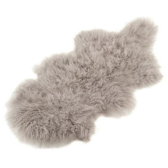 SARO 3565.FG2035B 20 x 35 in. Oblong Mongolian Lamb Throw Rug Fog