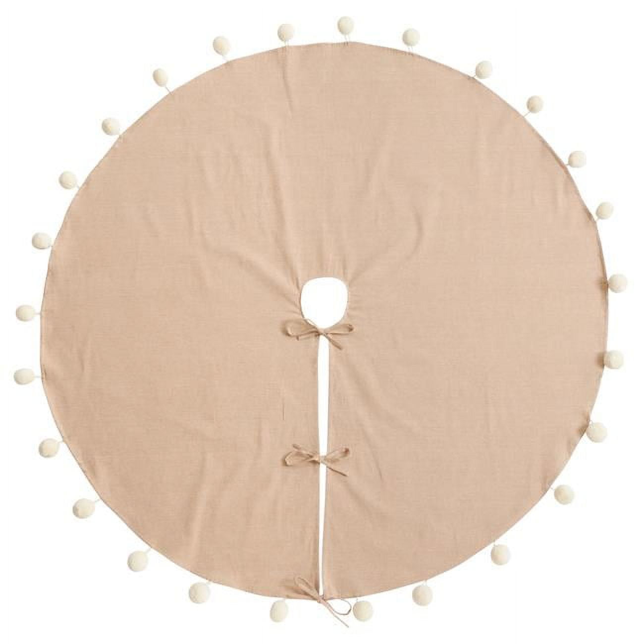 Natural Cotton Pom Pom Christmas Tree Skirt