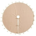 thumbnail image 1 of SARO 359.N53R 53 in. Round Natural Pom Pom Tree Skirt, 1 of 5