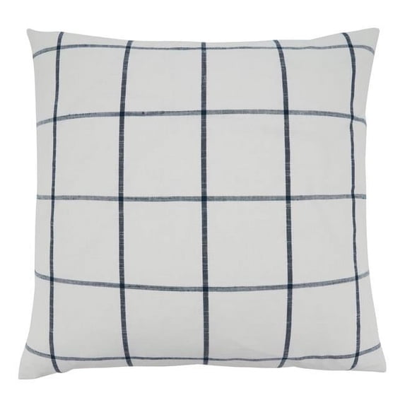 SARO 389P.W20SP 20 in. Square White Large Plaid Throw Pillow with Poly Filling