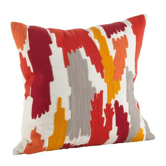 SARO 4855.RU20S 20 in. Square Bright Brushstroke Down Filled Throw Pillow Rust