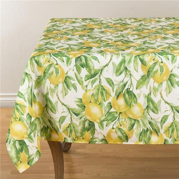 SARO  50 x 70 in. Oblong Printed Tablecloth with Lemon Design