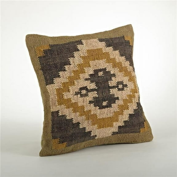 SARO 5172.M20S 20 in. Square Kilim Geometric Design Down Filled Throw Pillow - Multi Color