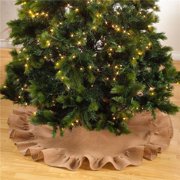 SARO 53 in. Round Jute Christmas Tree Skirt - Natural
