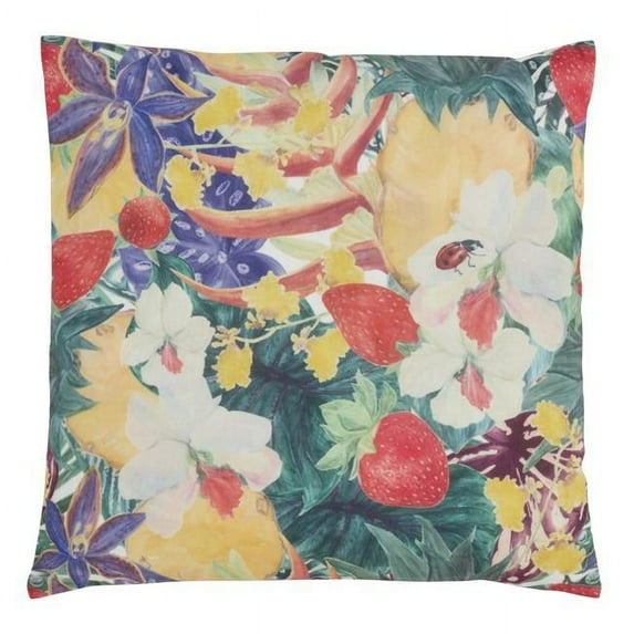 SARO 5912.M18S 18 in. Square Decorative Throw Pillow with Fruit & Flower Design - Multi Color