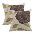 thumbnail image 1 of SARO 595.BR18SC Embroidered Flower Design Throw Pillow Cover - Set of 2, 1 of 1